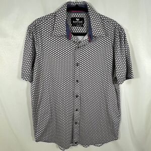 Buttercloth Robert Herjavec Shark Tank Men's Large Flip Cuff Geometric Shirt